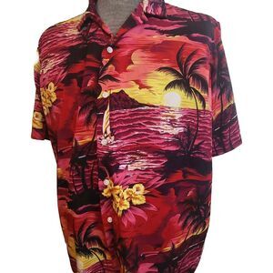 Hawaiian Shirt Mens XL Design‎ In Italy Short Sleeve Button